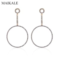 maikale exaggerated big round circle drop earrings inlay black rhinestone long dangle earrings for women party ethnic jewelry