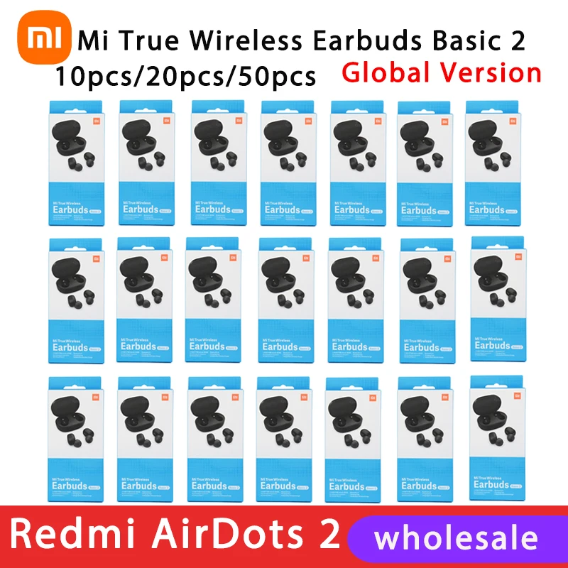

20 pieces/lot Original Xiaomi Redmi Airdots 2 Headset TWS True Wireless Bluetooth Earphone With Mic Earbuds Auto Link AI Control