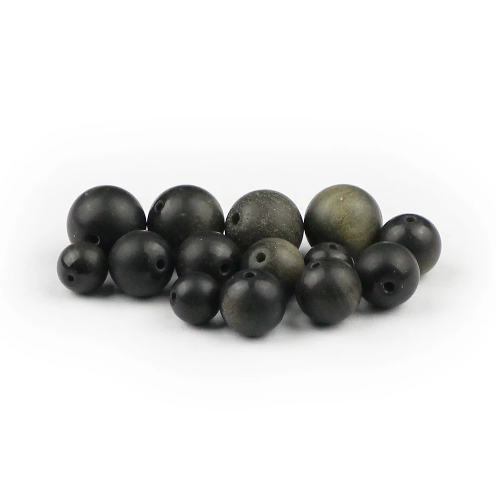 

RBFHYER Natural Matte Gold Obsidian Round Loose Beads 4/6/8/10/12MM For DIY Jewelry Making Bracelet Accessories15" Inch