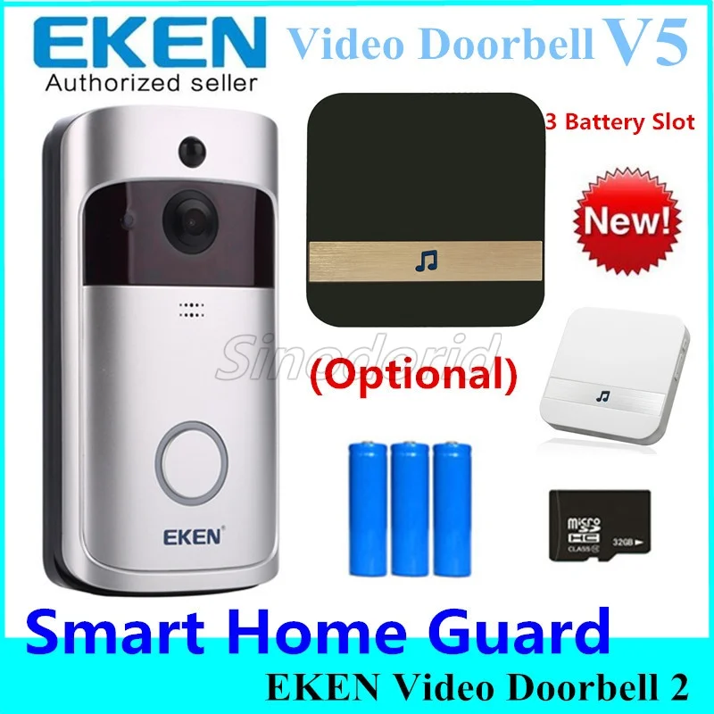 Дверной звонок EKEN V5 с Wi Fi и функцией ночного видения 720P|Видеодомофон| |
