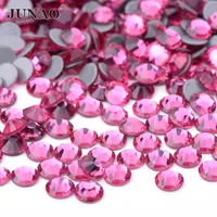 junao ss 6 8 10 16 20 30 rose color hotfix rhinestones stickers heat transfer glass stones hot fix strass stones and crystals
