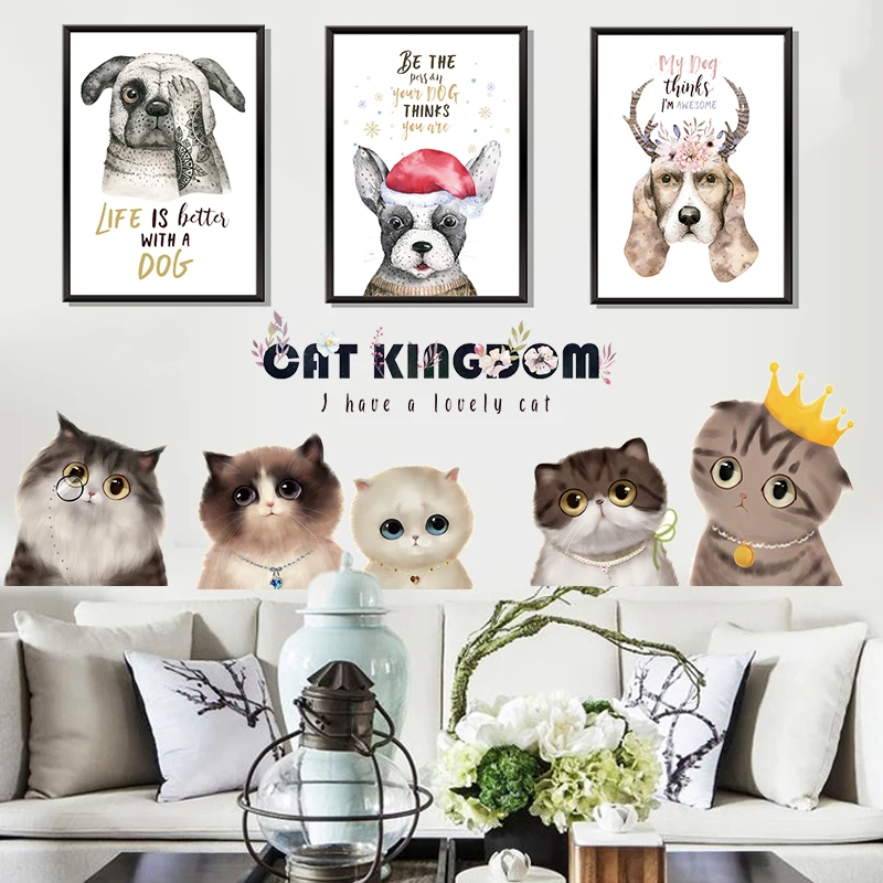 Three-dimensional Cat Wall Sticker Painting Bedroom Bedside Warm Creative Background Self-adhesive Room Decoration | Дом и сад