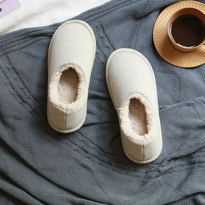 

New autumn and winter casual bag heel slippers non-slip thick-soled home cotton shoes solid color shoes warm cotton slippers