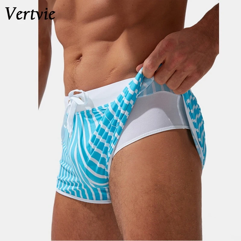 Мужской купальный костюм VERTVIE 2020 пикантная одежда для плавания мужские шорты трусы пляжные спортивные