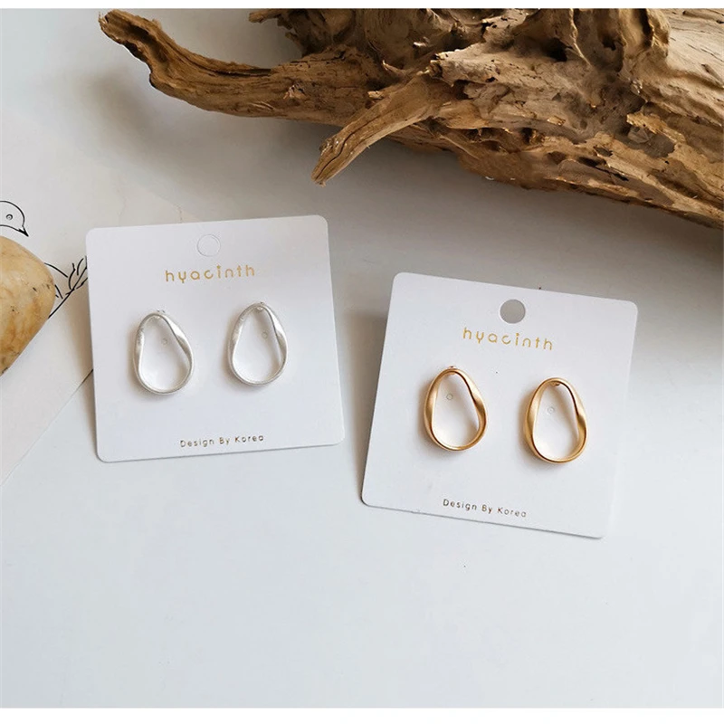 Korean Drama Love Alarm Kim So Hyun Same style Geometric stud oval high quality earrings and Earrings |