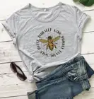 Футболка женская с пчелами, модная повседневная рубашка из чистого хлопка с цитатой со слоганом, одежда в хипстерском стиле для улицы