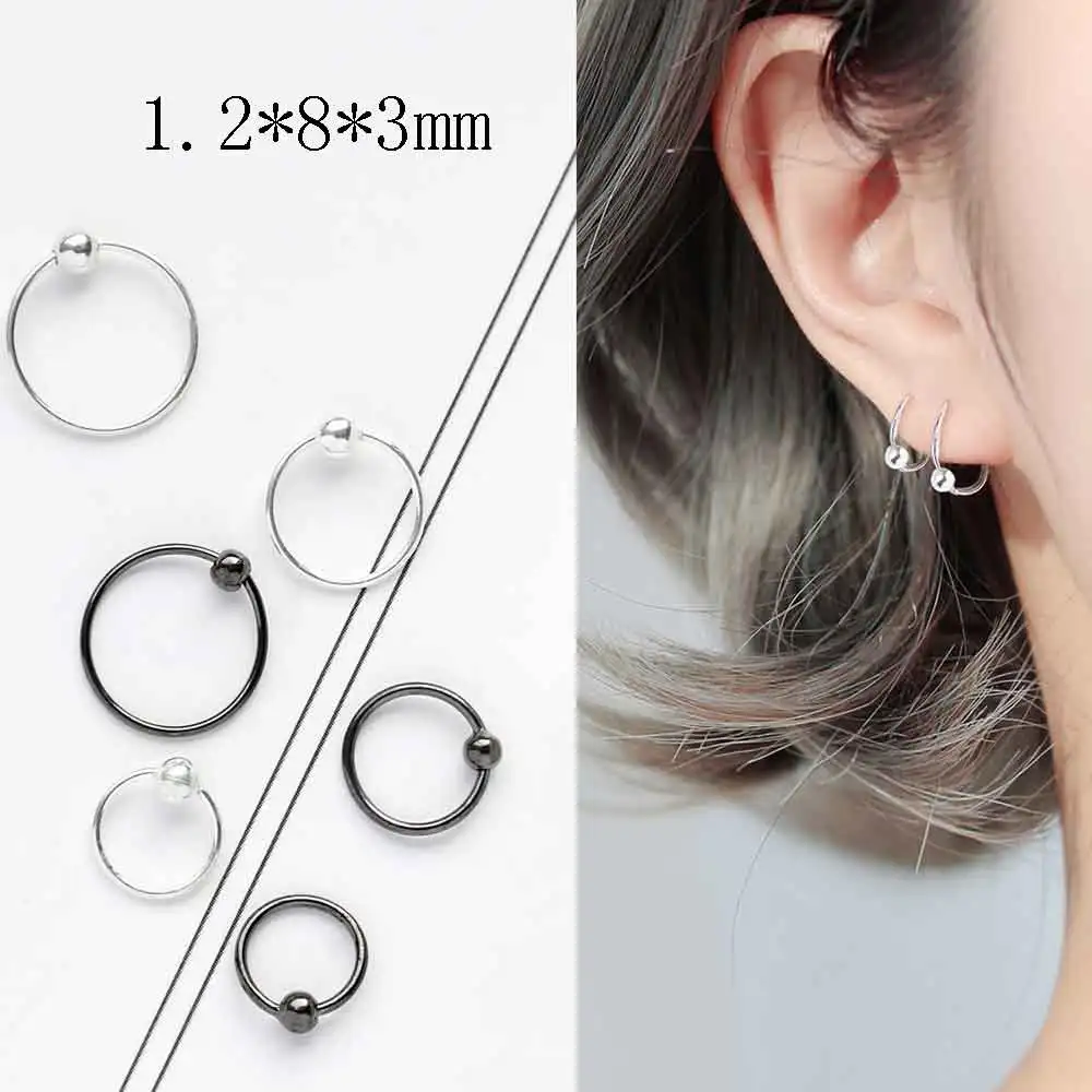 1.2x8x3mm BCR 1 шт нержавеющая сталь Нос кольцо для козелка пирсинг кольцо перегородка кольцо серьги, Надеваемые На ушной хрящ Спираль уха тела ювелирные изделия для сексуальных женщин мужчин - Окраска металла: 1.2x8x3mm BCR