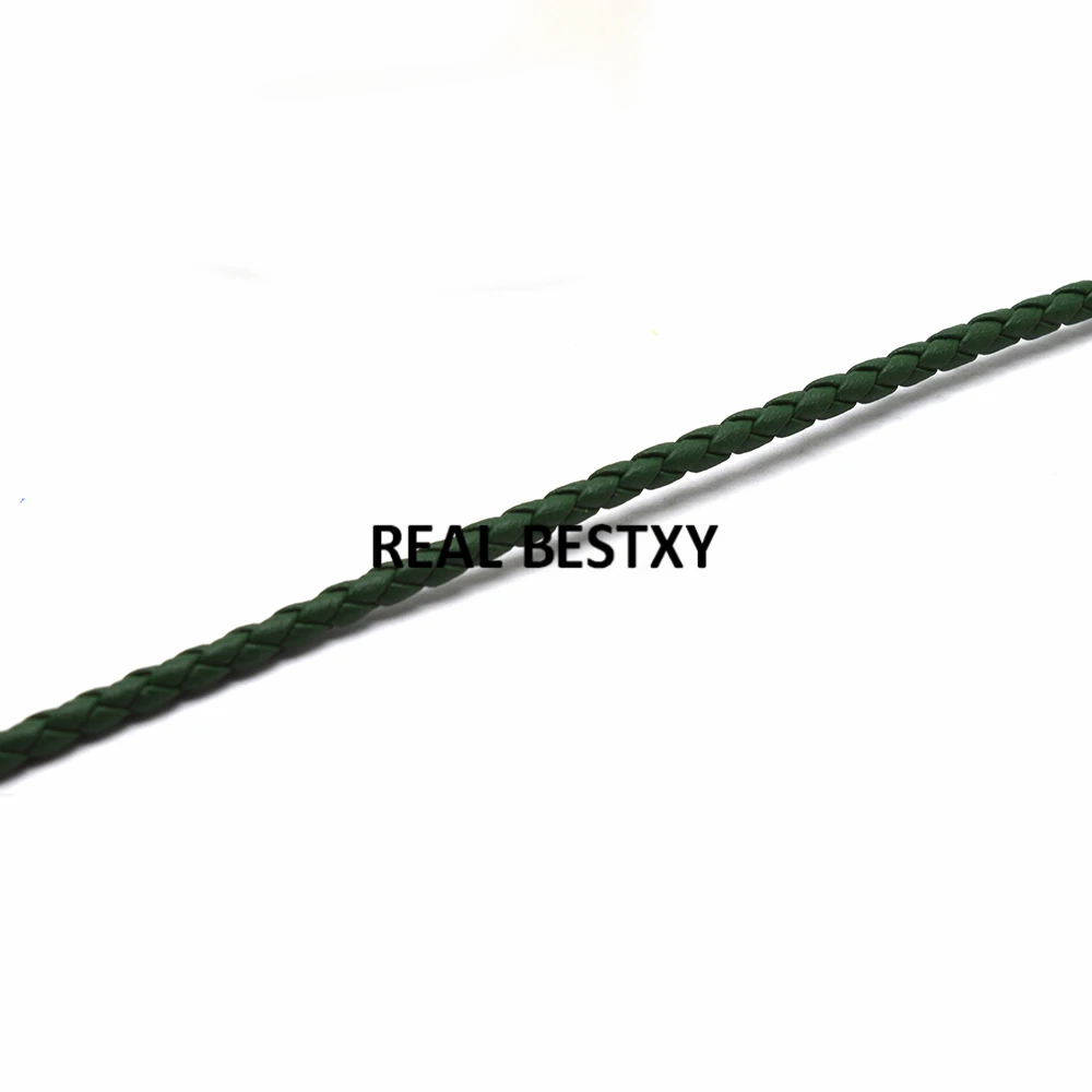 2 м/лот около 3 мм зеленый Плетеный кожаный шнур шнурок для рукоделия фурнитура