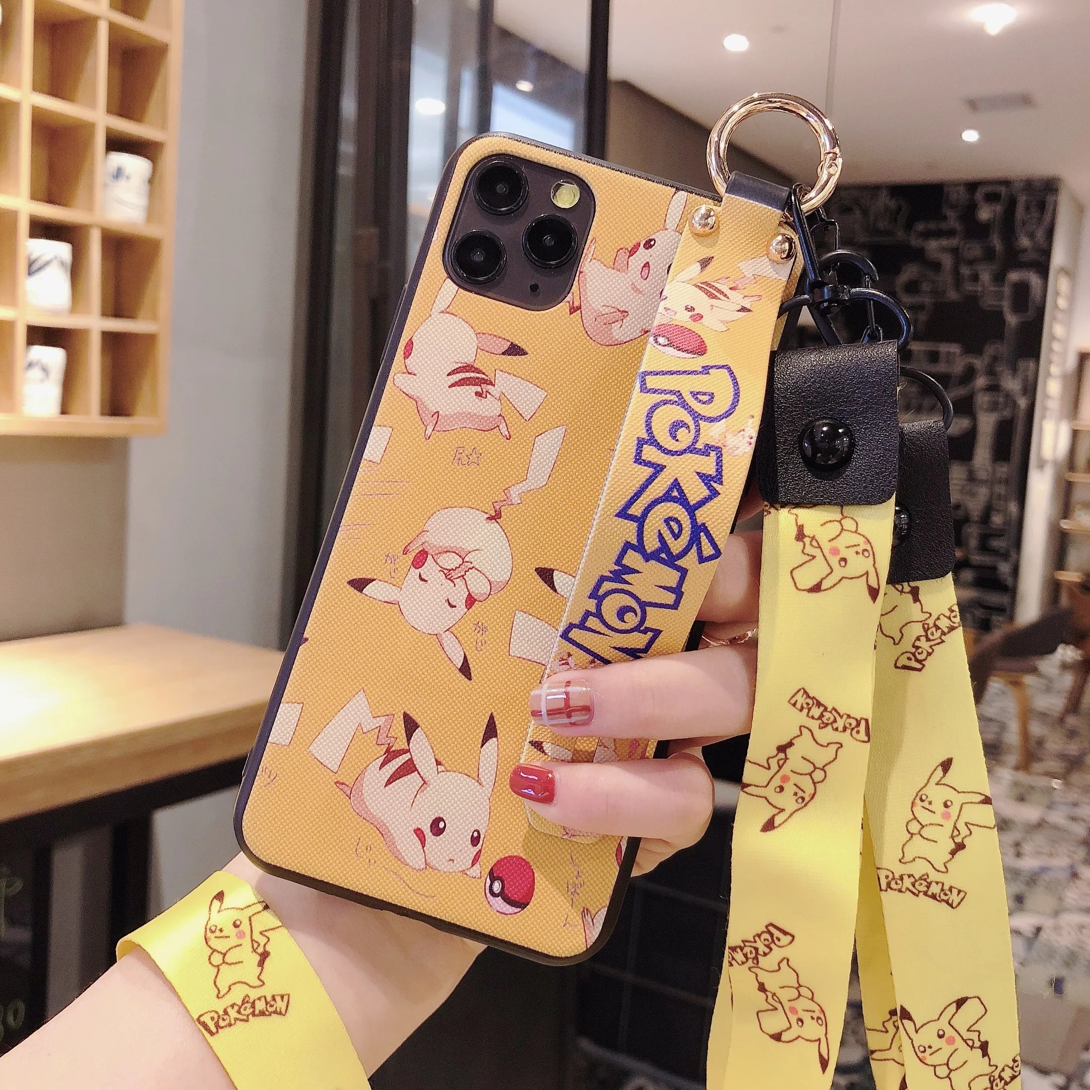 Прекрасный Pkachu + длинные ремешки для телефона чехол iPhone 11 Pro Max XS XR X 8 7 6 6S Plus |
