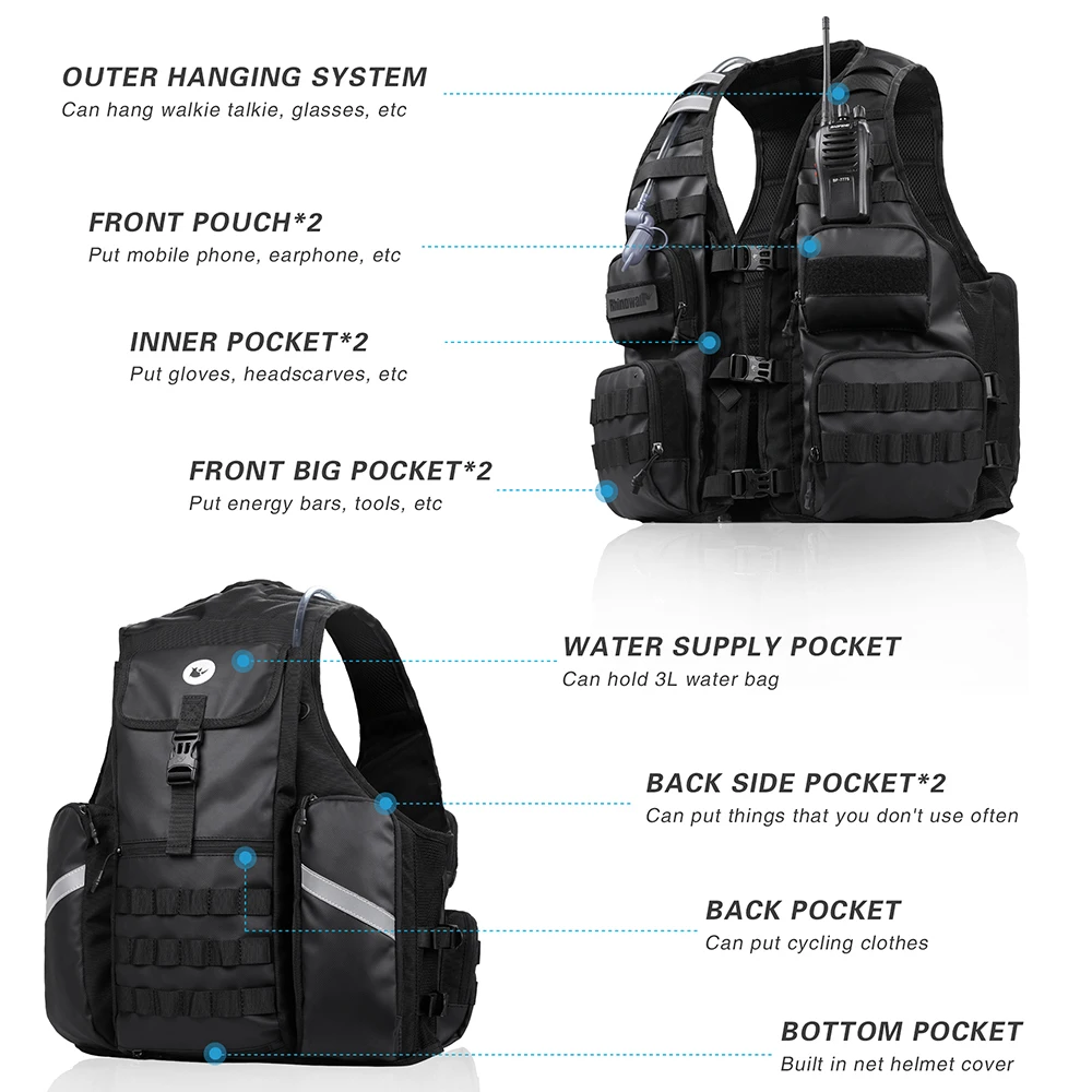 Новинка 2020 рюкзак Rhinowalk для рыбалки и жилета занятий спортом на открытом воздухе