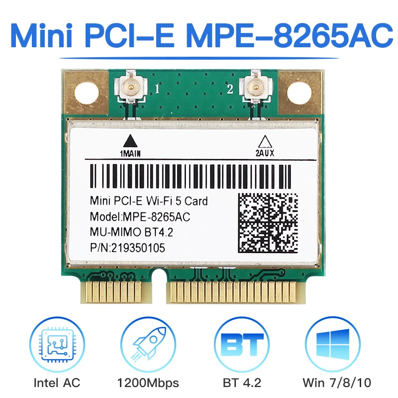 Двухдиапазонная Беспроводная мини-карта PCI-E Wi-Fi 2 4 ГГц/5 ГГц 8265AC для Bluetooth 1200 Мбит/с