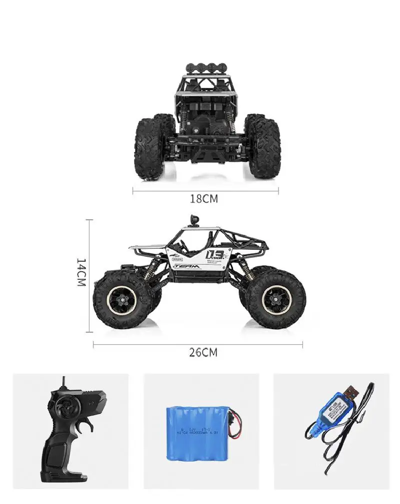 

Alloy climbing mountain Bigfoot four wheel drive remote control car toy model 1:16 off road vehicle rock climbing car children