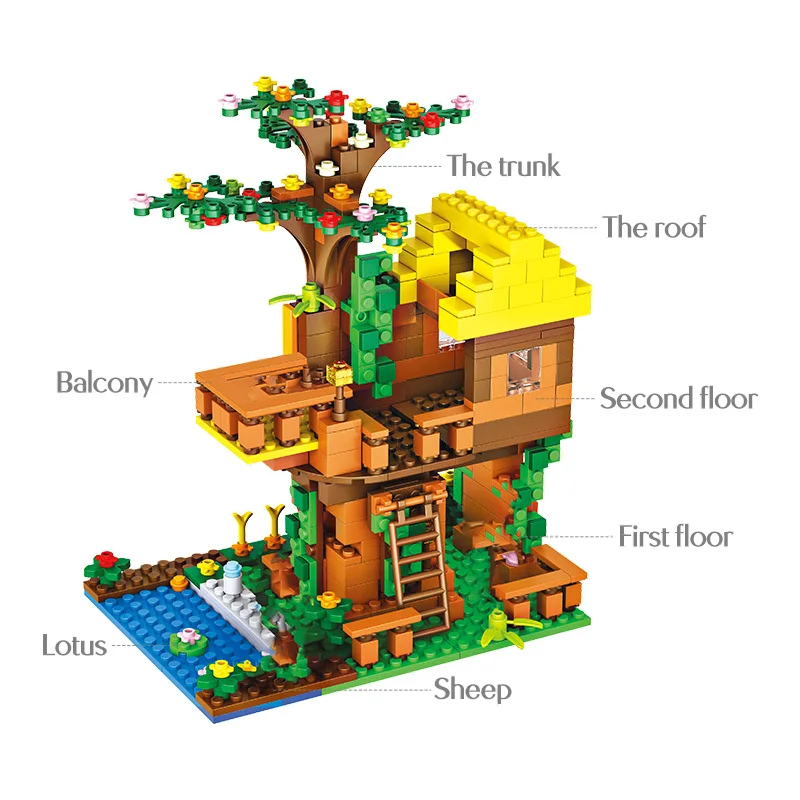 My World Brinquedo Кирпичи Классические деревья из джунглей дом совместимые