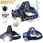 ИК-сенсор налобный фонарь 6000 люмен светодиодный налобный фонарь L2T6 Водонепроницаемый налобный фонарь 18650 аккумулятор