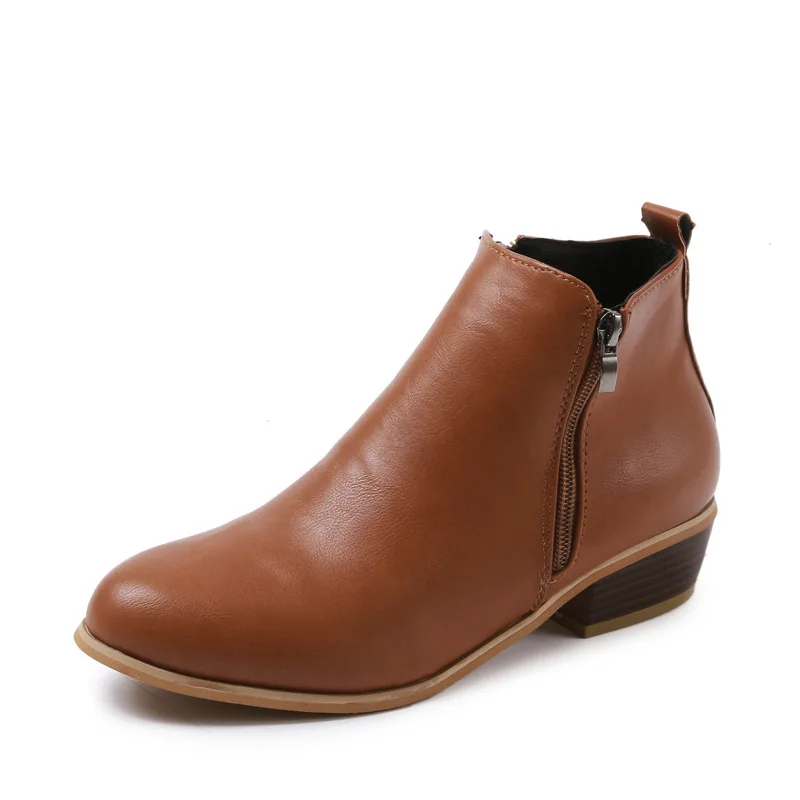 Модные женские ботинки повседневная кожаная обувь на низком каблуке весенняя