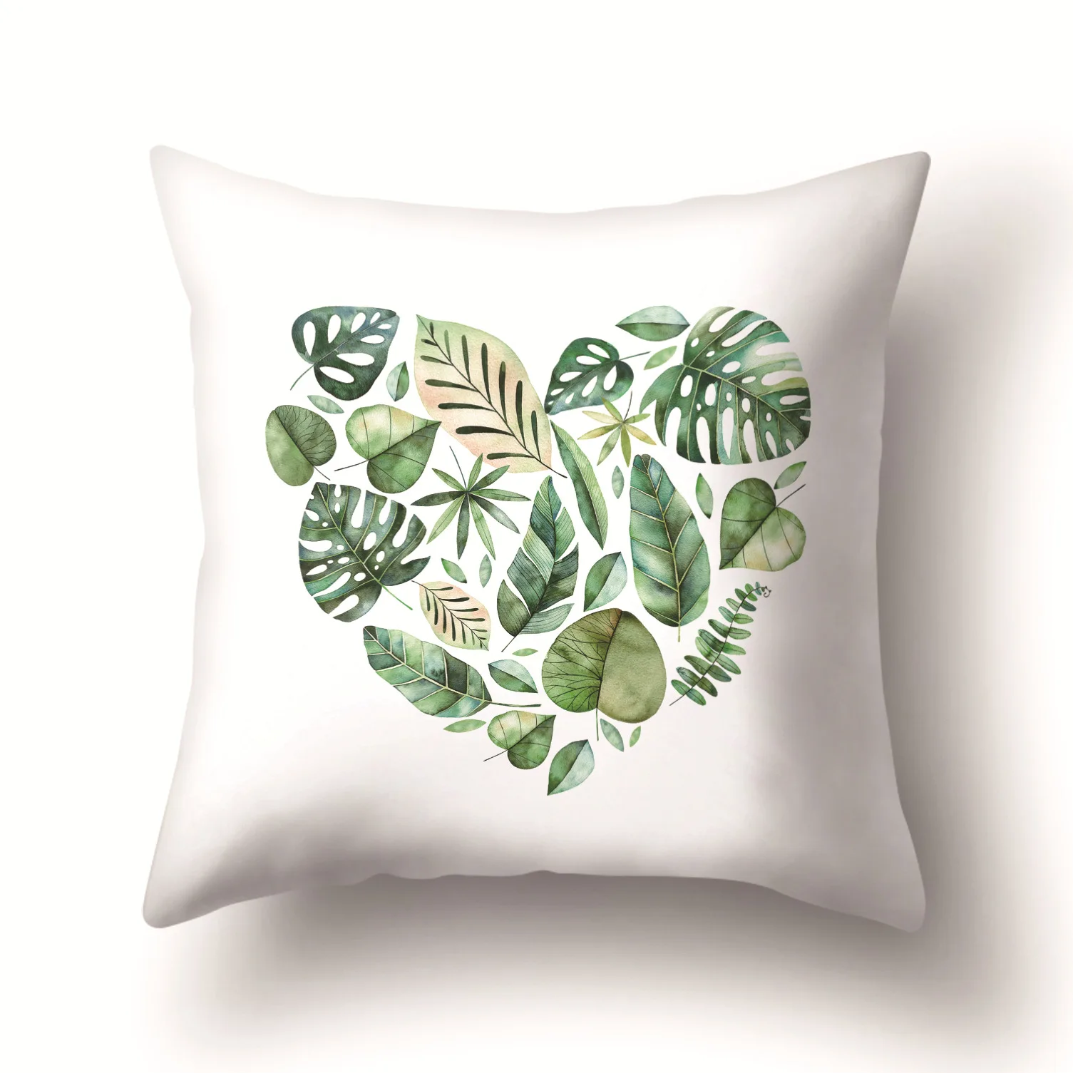 

Green Leaf One Side Print Cushion Cover Polyester Decorative for Sofa Seat Soft Throw Pillow Case Cover 45x45cm Home Decor