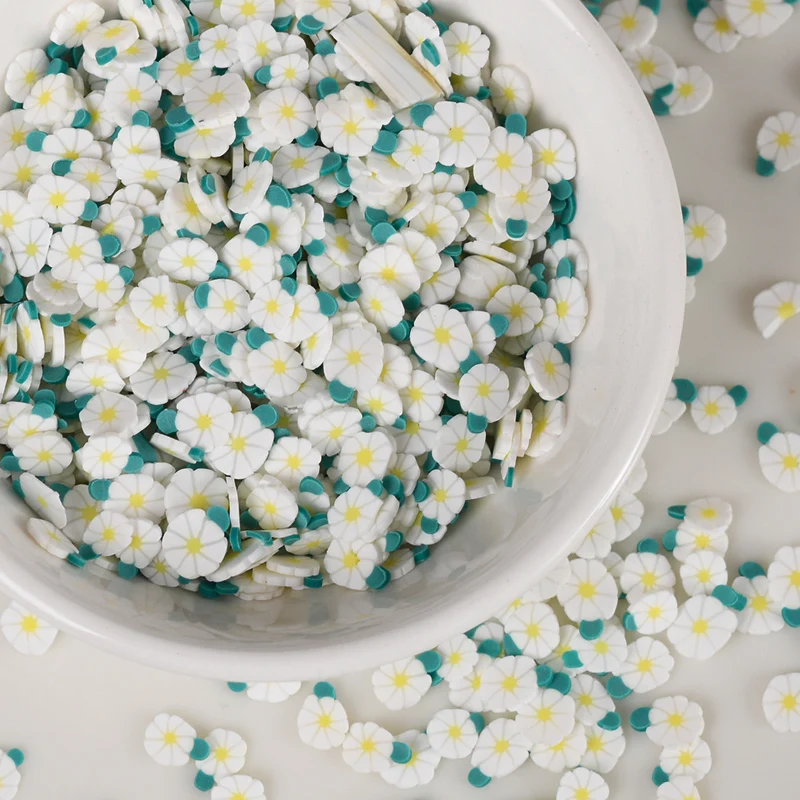 

20g/Lots White Flowers Slices Polymer Hot Clay Sprinkles Scrapbooking Nail Art Decoration DIY Slime Filling Accessories 5mm