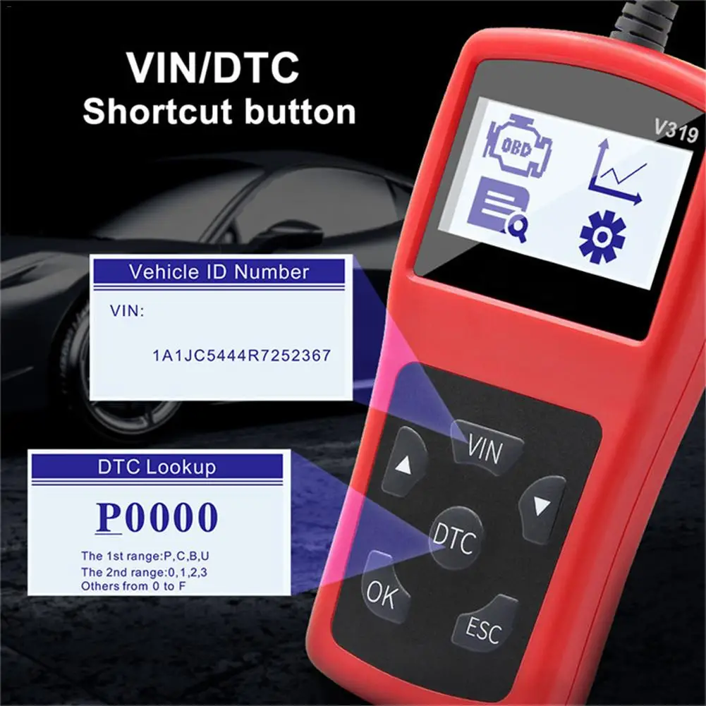 V319 OBDII диагностический инструмент несколько языков поддерживающий считыватель