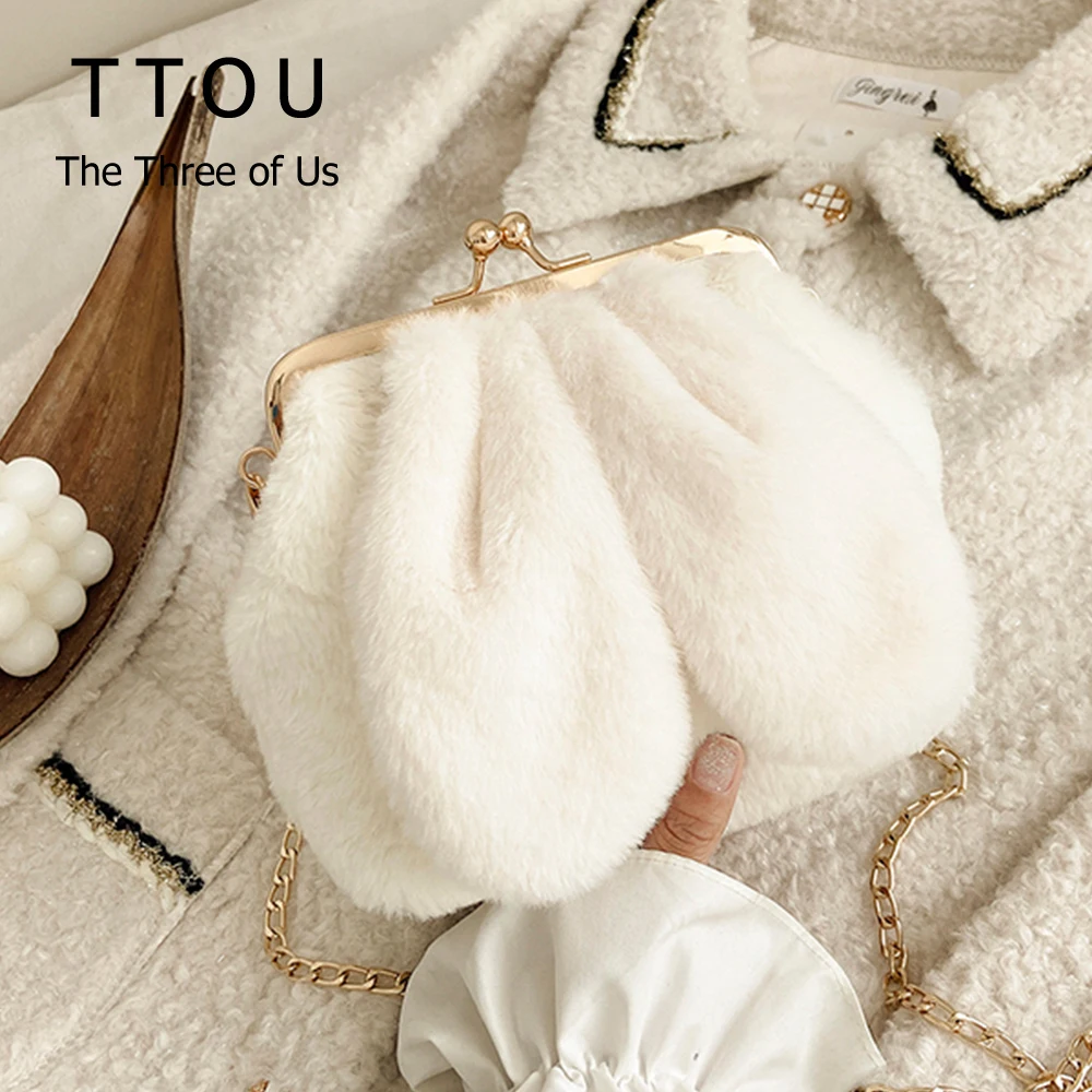 

2020 Fashion New Winter Faux Fur Crossbody Bag For Women Plush Solid Handbags Lady Shoulder Bag Long Eared Rabbit Shape Mini Bag