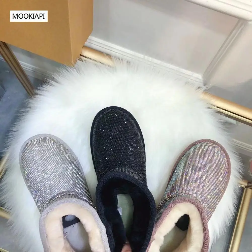 

2019 Australia's highest quality women's snow boots, real sheepskin, 100% natural wool, the latest diamond studded shoes,