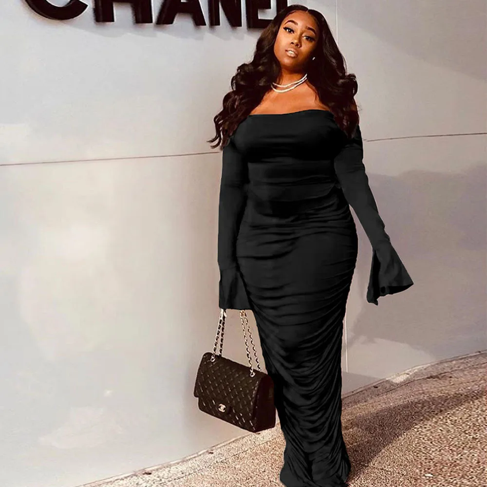 Bkld 2019 осенне зимнее сексуальное длинное Бандажное платье с открытыми плечами и