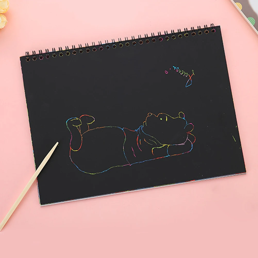 

16K Scratch Art Paper DIY Painting Scratching Paper Card Kindergarten Education Puzzle for Children Toy Scratch Art Doodle Sets