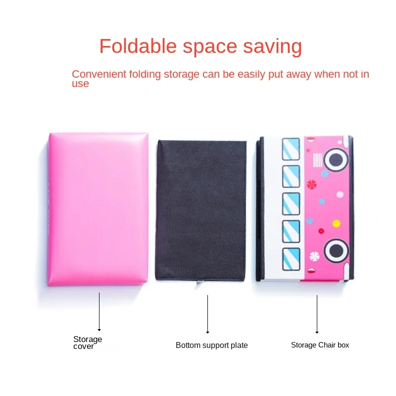 Taburete de almacenamiento de dibujos animados, silla de almacenamiento multifuncional plegable de cuero, banco para ni&ntilde;os, necesidades diarias, cajas creativas de juguetes para coche, b663-4