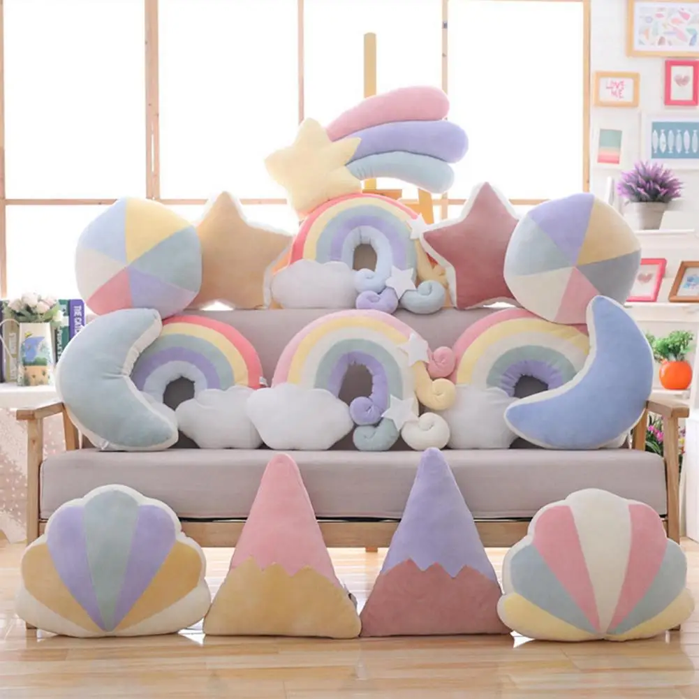 

Rainbow Star Moon Pillow Plush Stuffed Toy Cushion Soft Sofa Cloud Cushion Soft Plush Toys Plush Stuffed Pillow Home Decoration