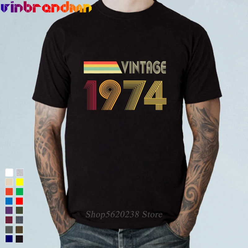 

Винтаж 1974 футболка для мужчин в стиле ретро, родившиеся в 1974 футболка мужской легендарные 1974 год рождения Футболка Father's day 47th День рождения П...