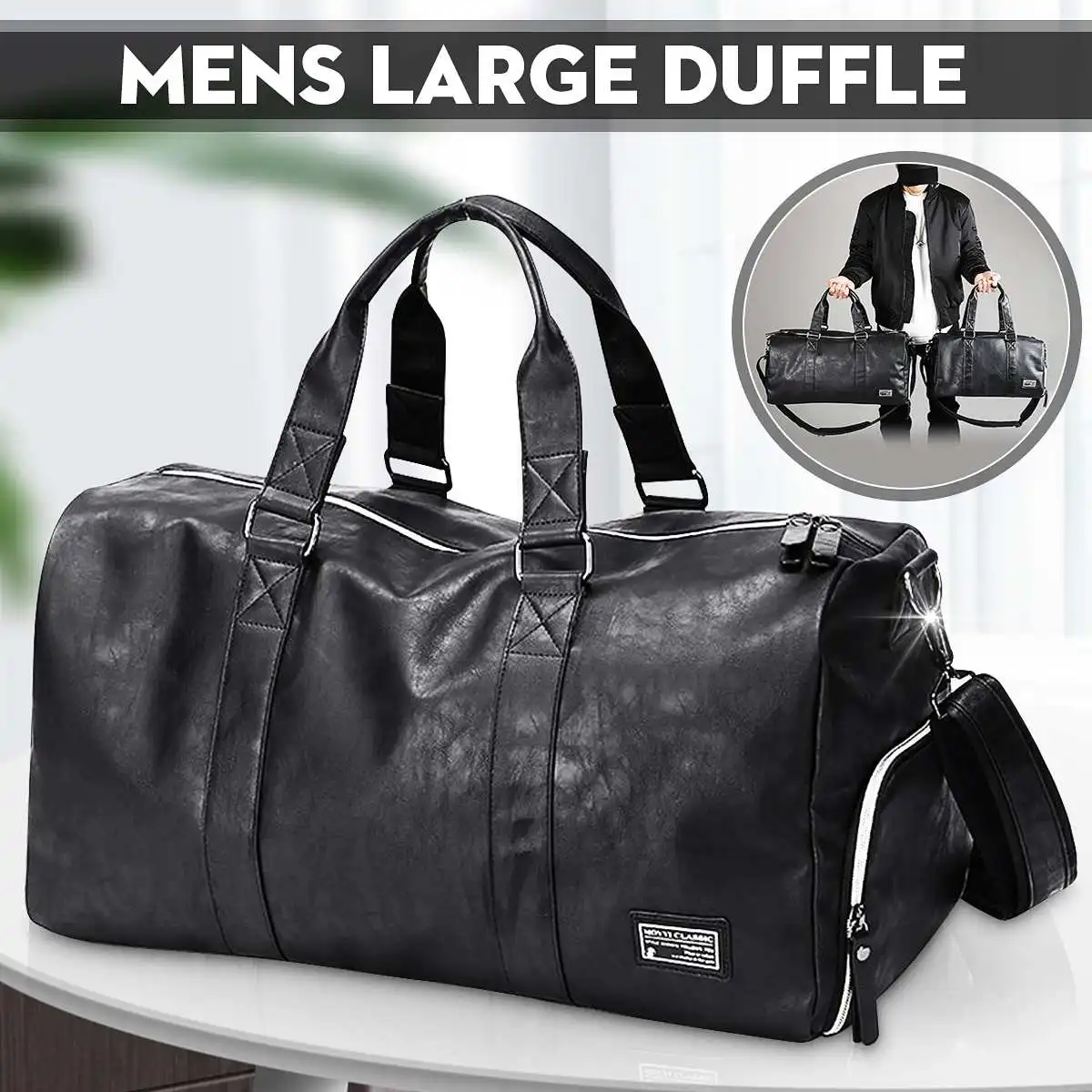 

Gym Bag Leather Sports Bags Big Men Training Tas for Shoes Lady Fitness Yoga Travel Luggage Shoulder Black Sac De Sport Handbags