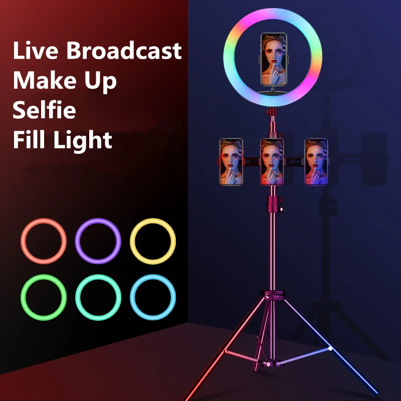 33 см 26 20 RGB кольцевой светильник с подставкой для телефона цветной фотосъемки