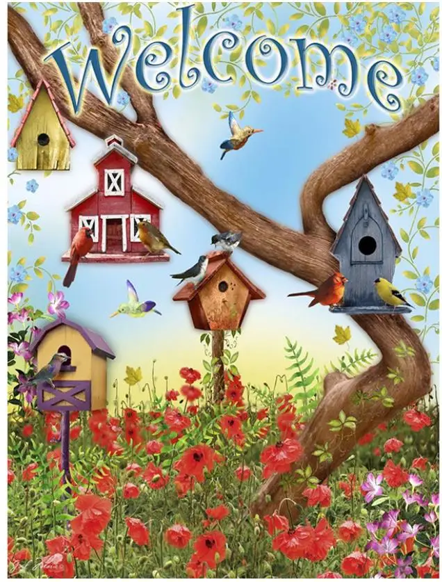 Пейзаж алмазная живопись птицы вышивка добро пожаловать стразы мозаика рисунок