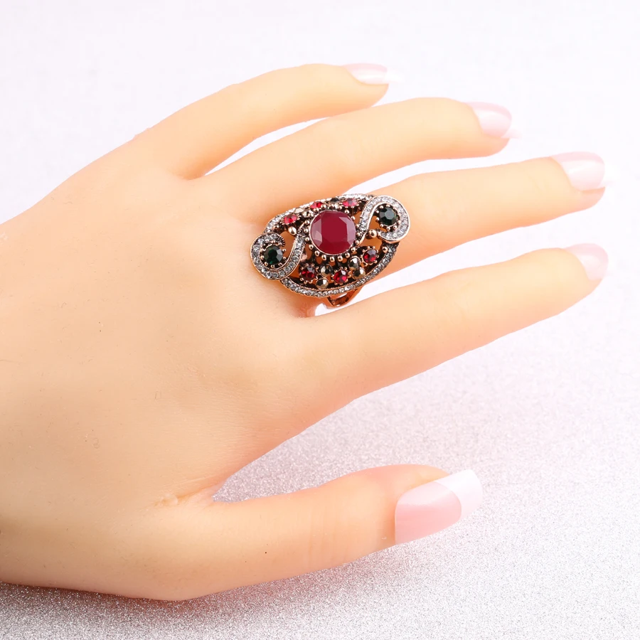 Gukin Горячие турецкие ювелирные изделия Дубай золотой цвет кольцо из красной