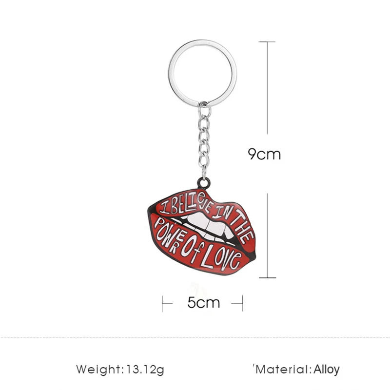 Trendy Letter Red Lip Keychain Women Men Statement Metal Mouth Key Ring Couple Chain Bag Accessory Gifts Creative Jewelry | Украшения и