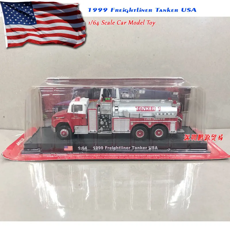 Красный AMER 1/64 масштабная модель автомобиля игрушки 1999 frellightliner танкер США пожарный двигатель литья под давлением металлическая модель грузовика игрушка для сбора/подарка - Цвет: Красный