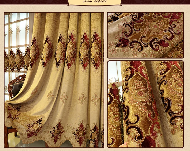 

New Luxury Embroidered Curtain European Style for Living Room Bedroom Water Soluble Embroidery Embroidered Curtains Tulle Custom