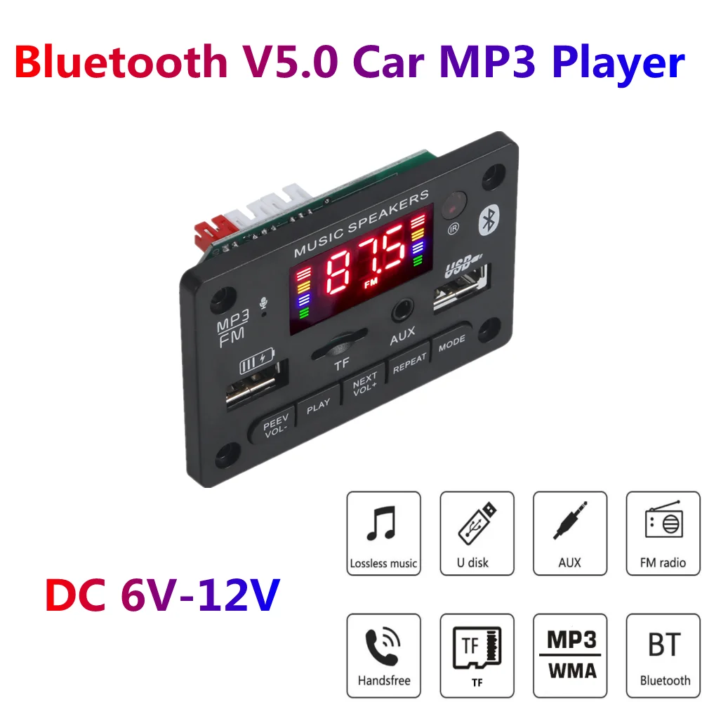 Bluetooth 5 0 MP3 декодер модуль платы декодирования 6 В 12 в Автомобильный USB плеер WMA WAV TF