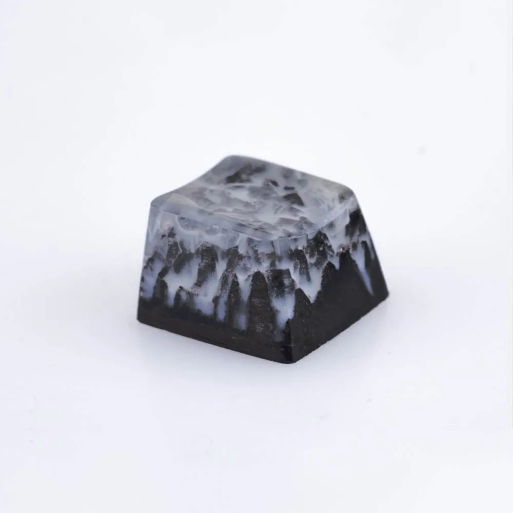 Индивидуальные 3D Handmand деревянные смолы подсветка Keycap для вишневого переключателя механическая клавиатура DIY синий черный снег горный Дизайн OEM - Цвет: Черный