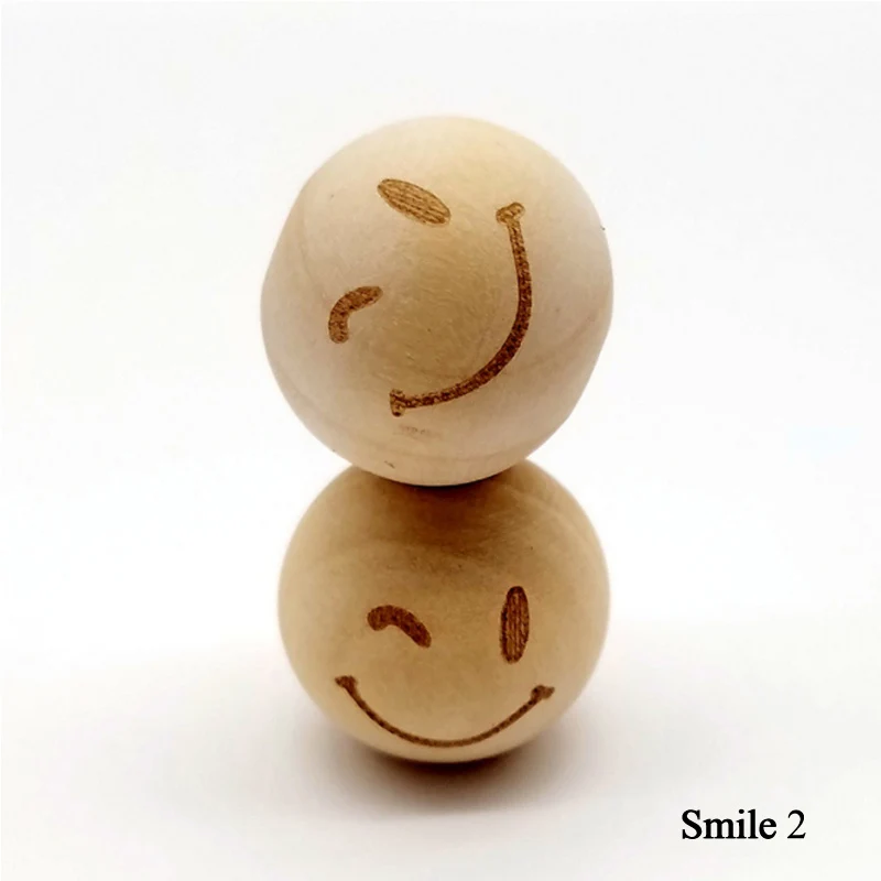 Smile 2 20 шт Круглые деревянные бусины подходят для браслета ожерелье DIY ювелирных изделий забота Пентакль смайлик ожерелье аксессуар - Цвет: Smile 2