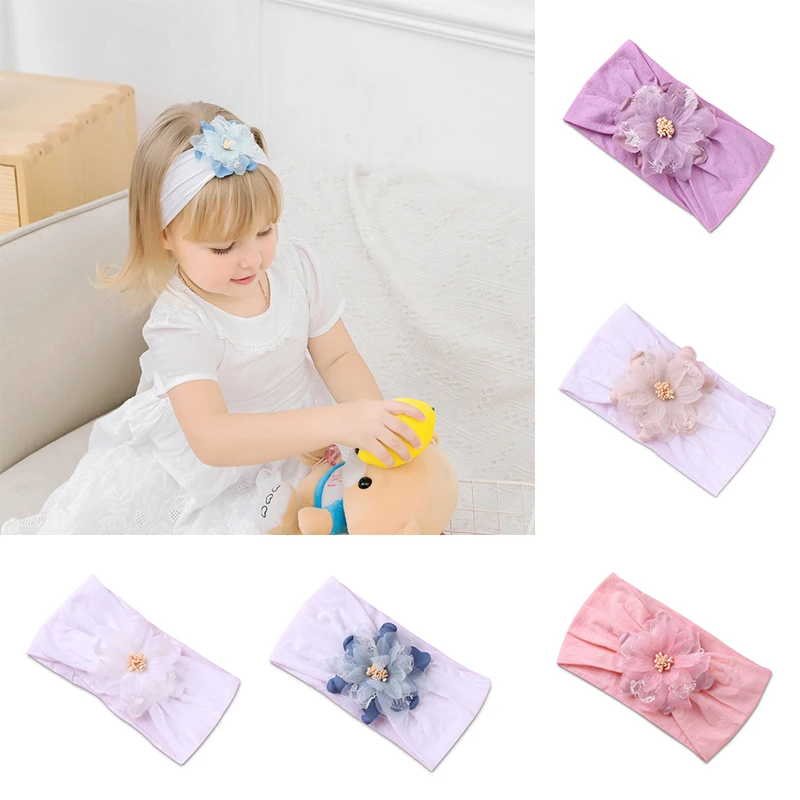 Кружевная Детская повязка на голову цветочные мягкие детские повязки льняная