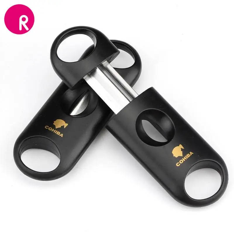 

COHIBA Cigar Cutter Sharp Stainless Steel Cigar Guillotine Pocket V-Cut Clipper Cigar Accessories Scissors