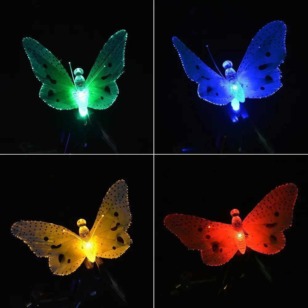 

New Waterproof Solar Lamp Powered Butterfly Fiber Optic Romantic Fairy String Lights Outdoor Garden Fence Patio Christmas Rural