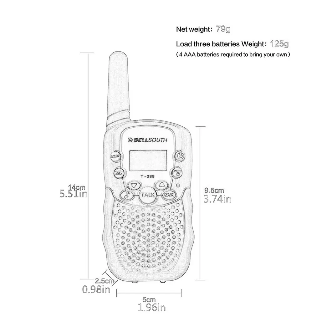 

2pcs T-388 Walkie Talkie Toys For Children 0.5W 22CH LCD Display Two Way Kids Radio intercom For Kids Brithday Xmas Gift