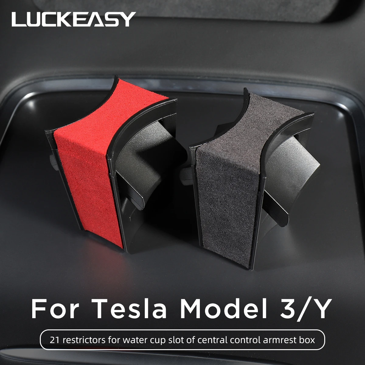 

LUCKEASY Auto Accessories For Tesla Model 3 Model Y 2021 Car Water Cup Slot Slip Limit Clip ABS Turn Fur Car Cup Holder Limiter