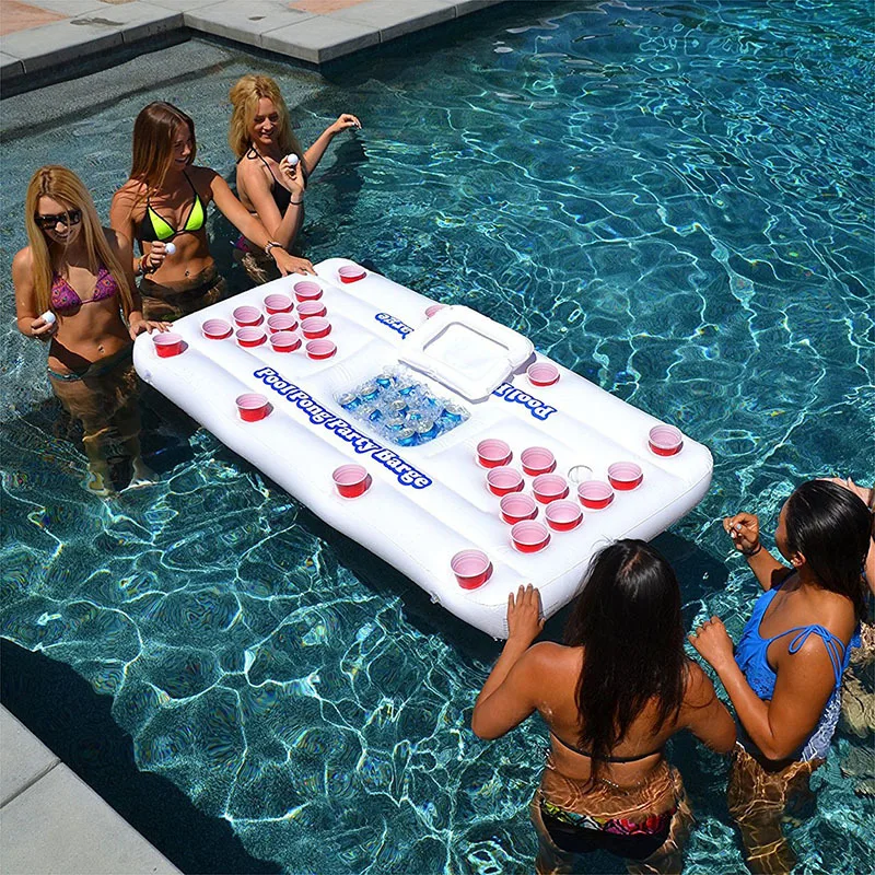 

Inflatable Pool Float Beer Drinking Cooler Table Bar Tray Beach Pool Party Barge Floating Beer Table Cooler White Swimming Ring