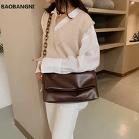new pu leather shoulder bags for women crossbody handbags purses female travel luxury trending thick chain crossbody bag