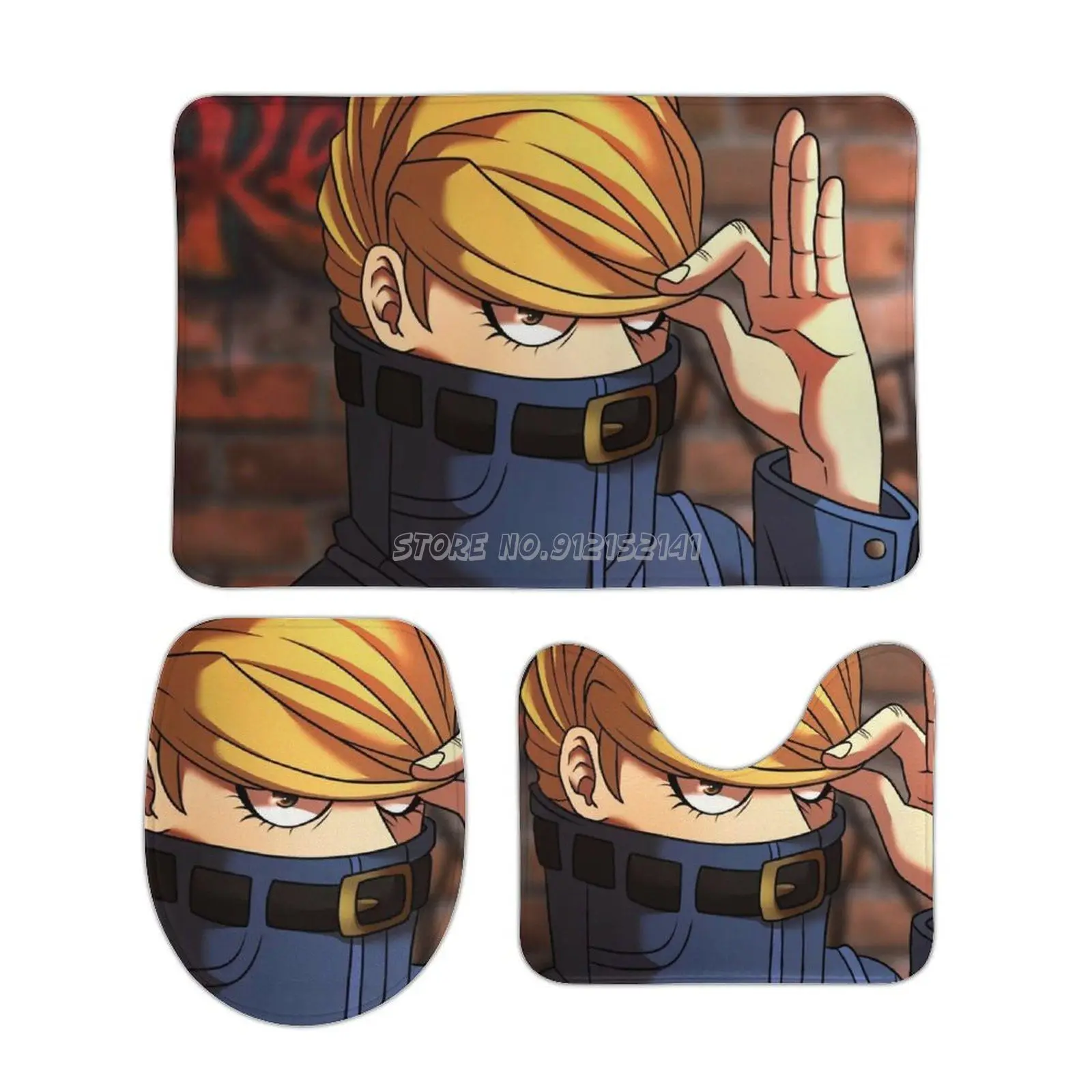 Лучший Jeanist 3 шт. Набор ковриков для ванной, нескользящий коврик для ванной, напольный ковер, крышка для унитаза, коврик для ванной Mha Bnha Boku No Hero академия