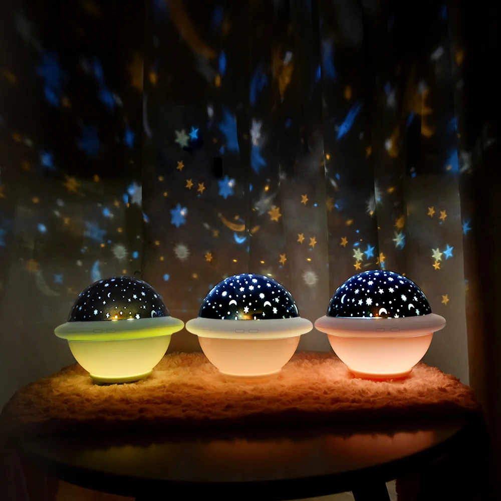 

UFO Projection Lamp Starry Sky Ocean Universe LED Night Light USB Battery Powered Silicone Bedside Lamp for Children Baby Gift