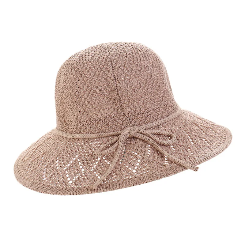 

Autumn leisure basin hat knitted cotton thread sunshade hat sunscreen Hat Women's hollow foldable fisherman's hat