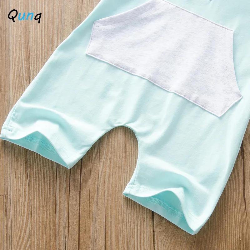 

Qunq Baby Romper 2021 New Summer Cotton Casual Infant Boys Jumpsuits Sleeveless pocket Newborns Girls Clothing Baby Costume